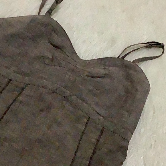 Matilda Jane women’s linen brown spaghetti strap pleated summer dress medium - Picture 4 of 7